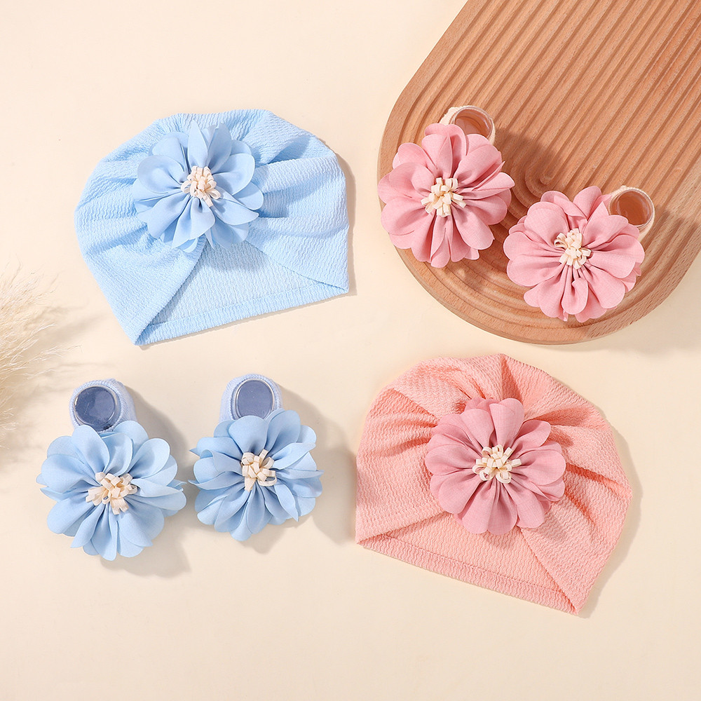 Toddler Sock Set - 3-teiliges Set für Kleinkinder: Blumen-Schleifenmütze, Socken