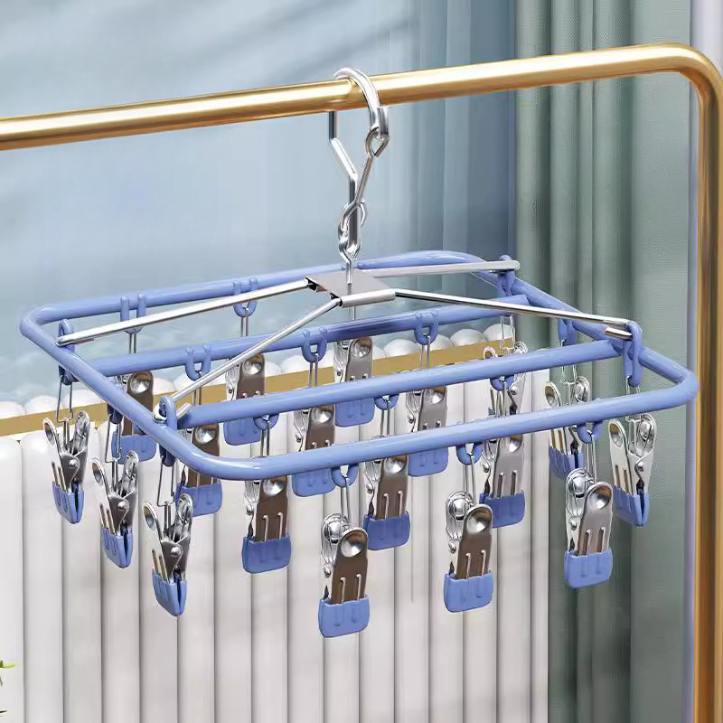 Baby Clothing Rack - Edelstahl-Mehrfachklemmen-Wäscheständer für Babyunterwäsche und Socken, Haushalts-Aufbewahrungsorganizer,