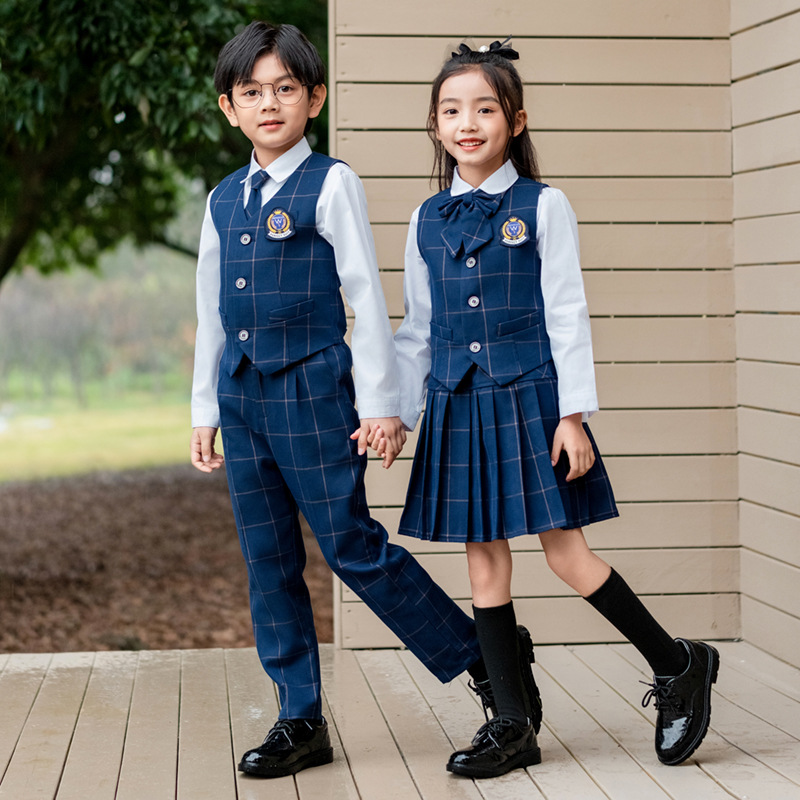 Baby Q Clothing - Kinder Britischen Plaid Weste Hemd Anzug