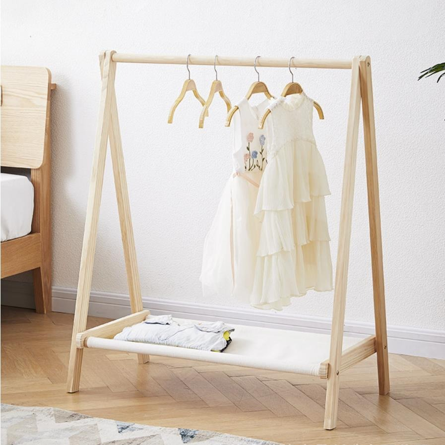 Baby Clothing Rack - Massivholz boden stehend Kleiderbügel einfache Kleiderbügel