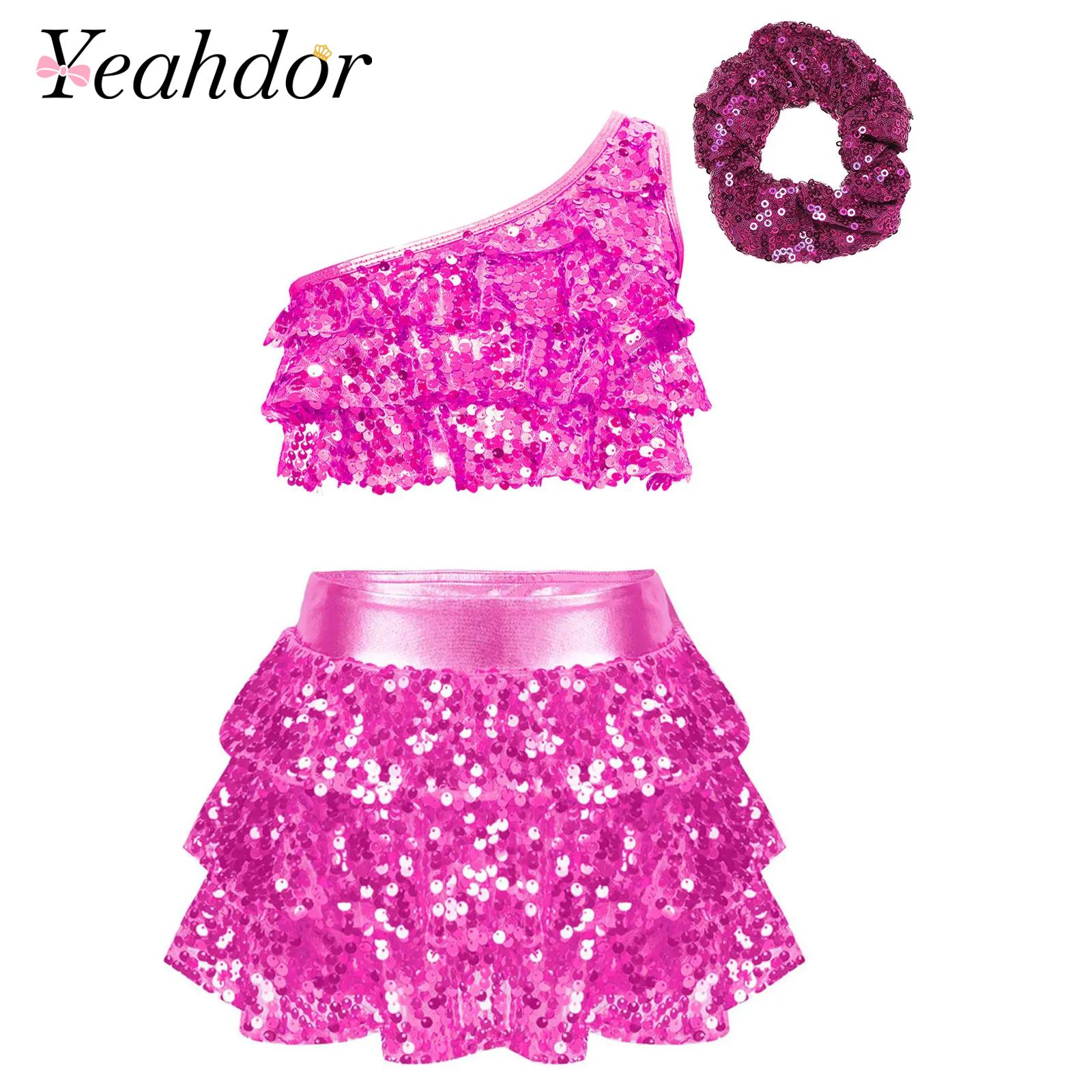 Baby Q Clothing - Kinder Mädchen Glänzende Pailletten Latin Jazz