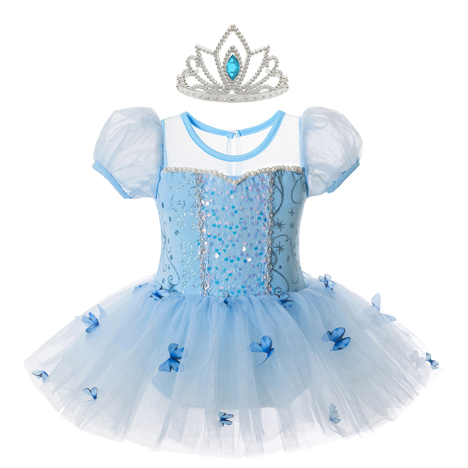 Baby Q Clothing - Cinderella Tanzkleid Mädchen Schmetterling Applikation Pailletten