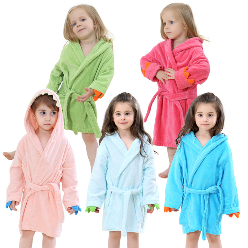 Baby Clothing Factory Shop - Kinder-Bademantel mit Kapuze, Drachenpfoten-Design, dick, 100