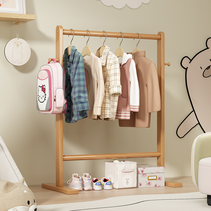 Baby Clothing Rack - Kleiner Bambus-Hutständer, bodenstehender Kleiderständer, Kleiderständer aus